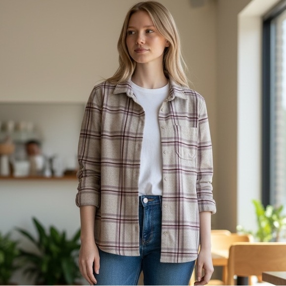 Orvis Tops - Orvis Women's Plaid Knit Button-Down Shirt